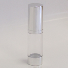 Clear & Silver Chrome 15ml With Cap - Airless Serum Bottles