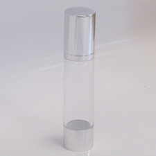 Clear & Silver Chrome 50ml With Cap - Airless Serum Bottles
