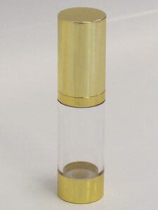 Clear & Gold Chrome 15ml With Cap - Airless Serum Bottles