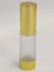 Frosted & Gold Chrome 15ml With Cap - Airless Serum Bottles