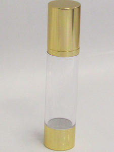 Clear & Gold Chrome 50ml With Cap - Airless Serum Bottles