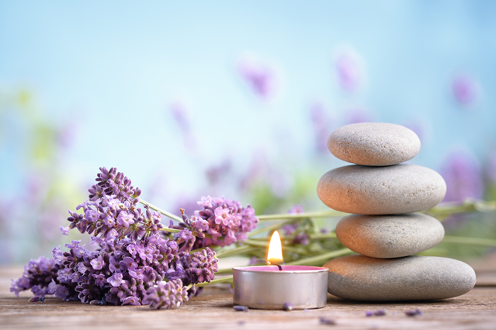 lavender oil and candles to help sleep