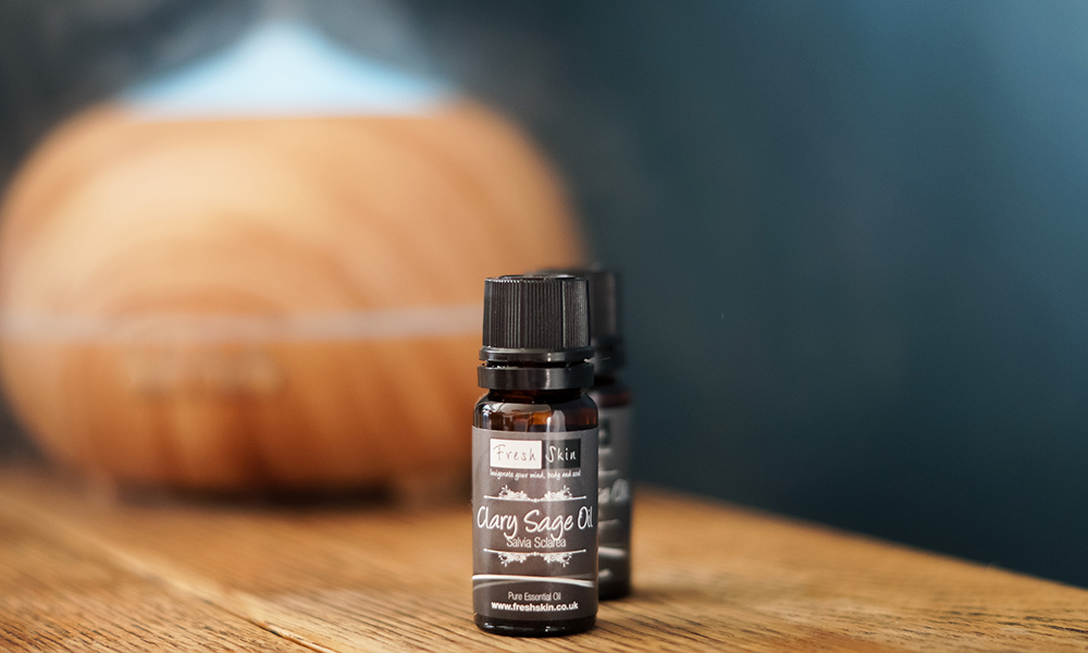 Fresh Skin Clary Sage essential oil with an electric diffuser